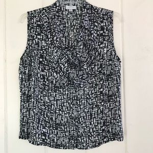 NWOT Tahari Black and White Printed Blouse